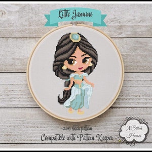 Little Jasmine Cross stitch pattern Princess cross stitch Home decor Wall decor Kids room decor DIY Cute Heroes pattern Aladdin Tale heroes