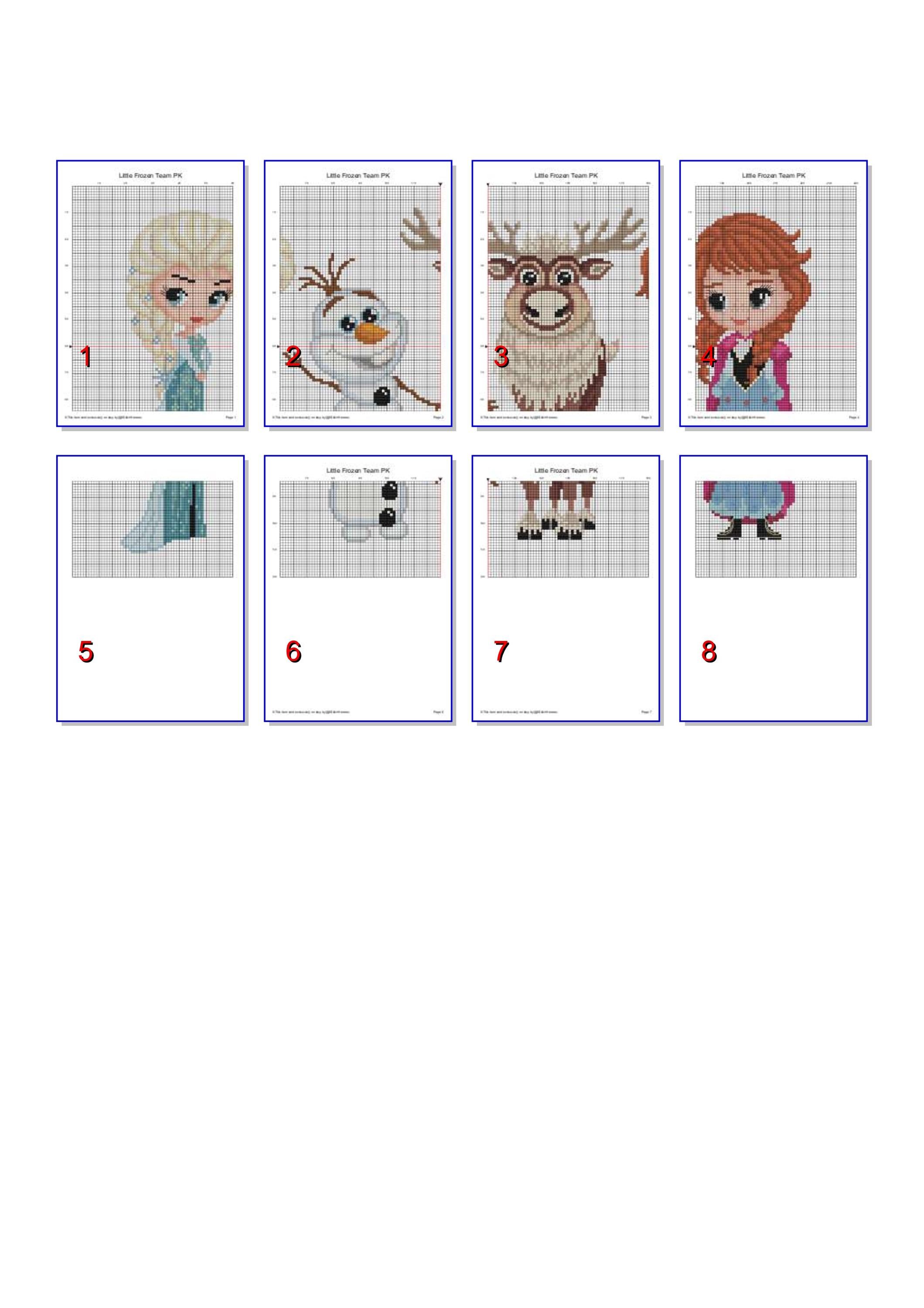 Frozen Cross Stitch Pattern: Elsa, Anna, Olaf, Sven (PDF Pattern) - Etsy