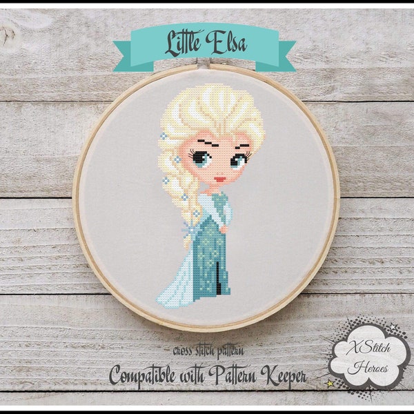 Little Elsa Cross stitch pattern Princess cross stitch Home decor Wall decor Kids room decor DIY Cute Heroes cross stitch Tale heroes Frozen