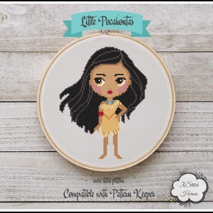 Little Pocahontas Cross stitch pattern Princess cross stitch Home decor Wall decor Kids room decor DIY Cute Heroes cross stitch Tale heroes