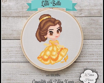 Little Belle Cross stitch pattern Princess cross stitch Home decor Wall decor Kids room decor DIY Cute Belle Heroes cross stitch Tale heroes