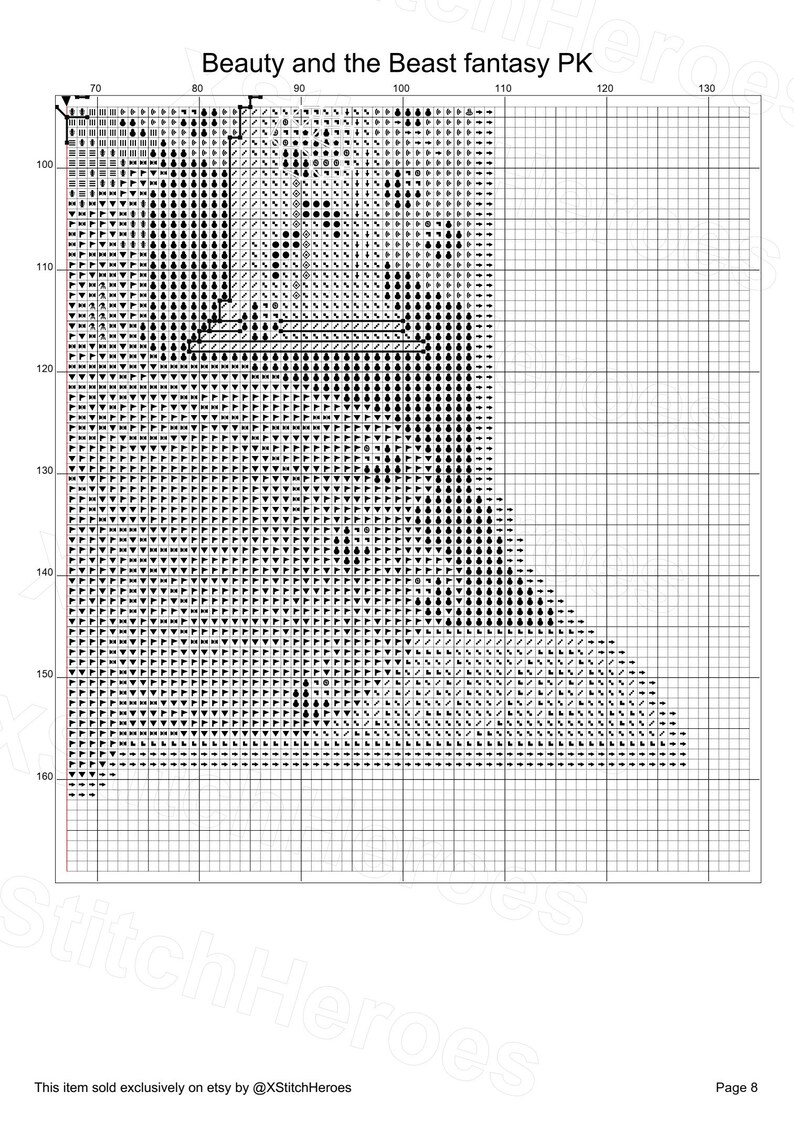 Chart Pattern Beast Belle Cross Stitch Pattern: Beauty and the Beast Tale (PDF Pattern) - Etsy