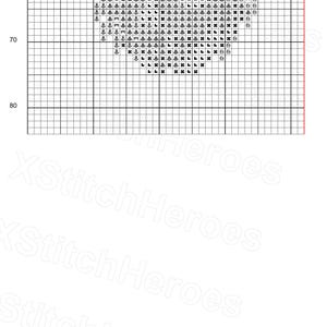 May include: A cross-stitch pattern chart titled "Evil symbols large." The chart features a grid with various symbols, including anchors, crosses, and other designs. The bottom of the chart includes the text "This item sold exclusively on etsy by @XStitchHeroes."