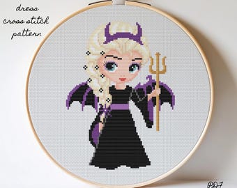Halloween Cross Stitch Pattern: Princess Villains, Witch (PDF Pattern)