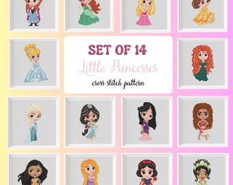 Princess Cross Stitch Pattern: Full Figures (Digital Download)