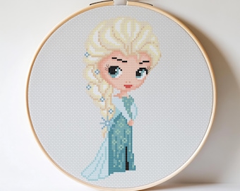 Modèle de point de croix Elsa, décoration d'intérieur princesse (Modèle PDF)