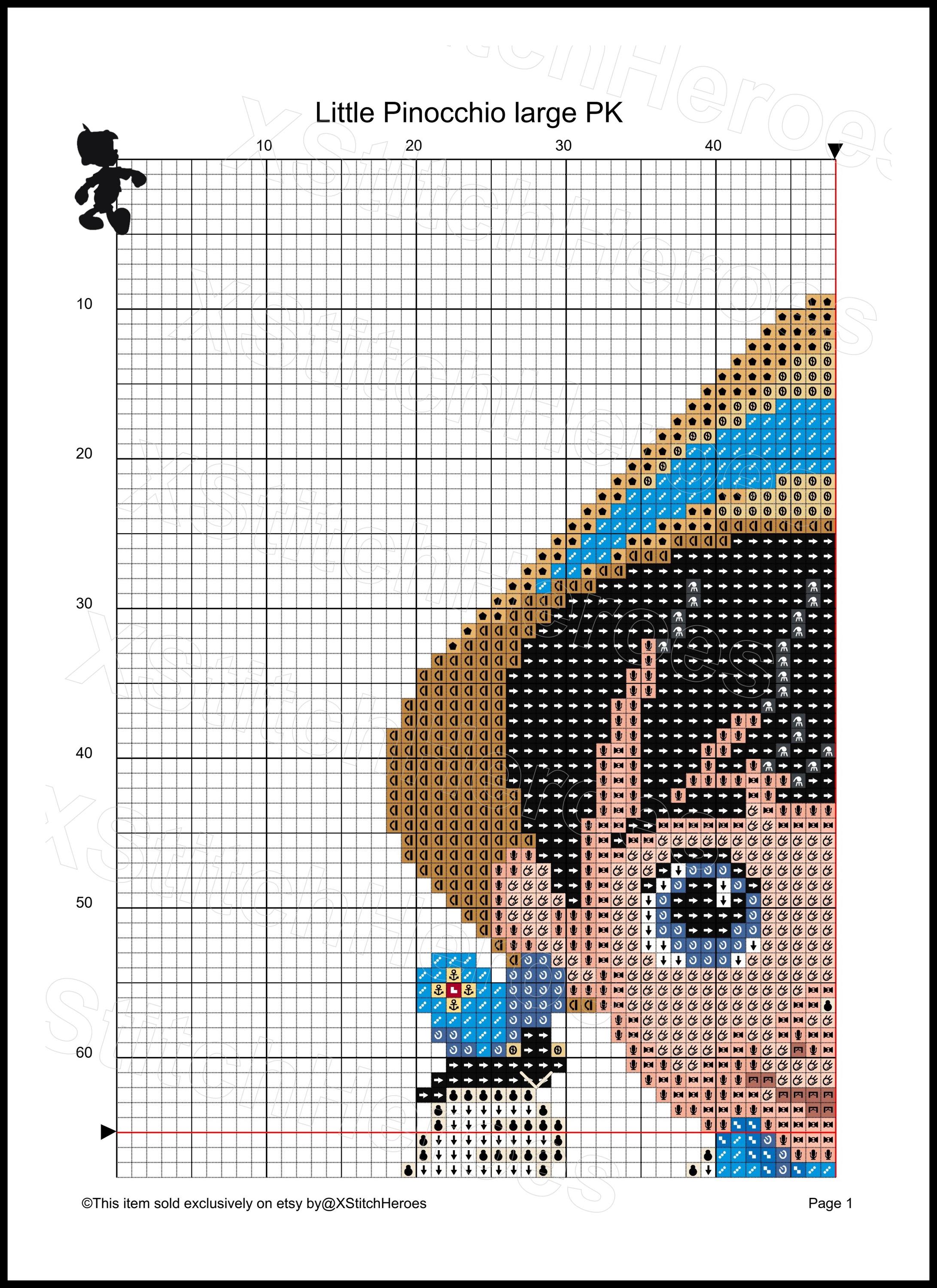 Pattern For Pinocchio Overalls Pinocchio Cross Stitch Pattern, Heroes Characters (PDF, Pattern Keeper ...