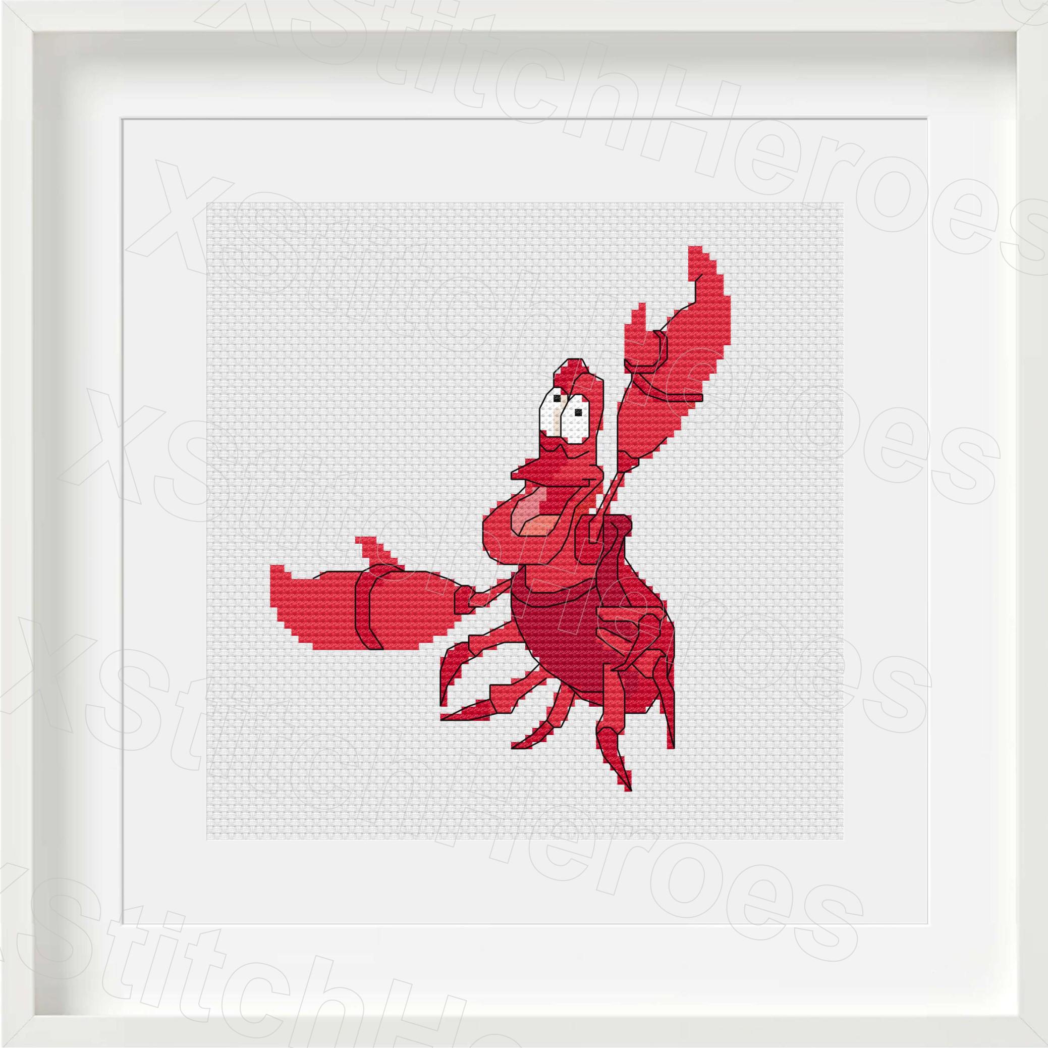 Sebastian Fish Pattern Sebastian Crab Cross Stitch Pattern, Kids Room Decor (PDF Pattern) - Etsy