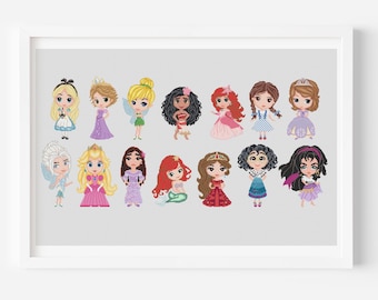 Princess Cross Stitch Pattern: Tale Heroes Embroidery (PDF Download)