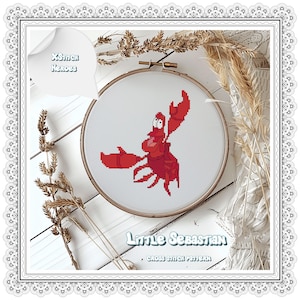 Sebastian Cross stitch pattern Home decor Kids room decor PDF pattern Modern digital art Heroes Character Personal gifts Ariel Friends