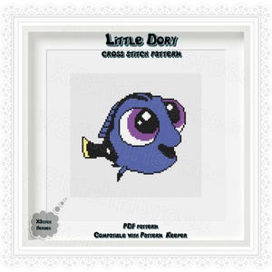 Little Dory Cross stitch pattern Home decor Wall decor Kids room DIY Cute Heroes cross stitch Heroes Characters Personal gifts Finding Dory