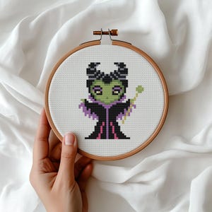 Mini Pixel Cross Stitch Pattern, Maleficent Villains, Easy Beginner Chart (PDF Pattern)