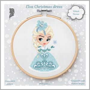 Robe de Noël Elsa, motif point de croix princesse mignonne, point de croix La reine des neiges, décoration de chambre d'enfants, décoration de Noël, cadeau de vacances à faire soi-même