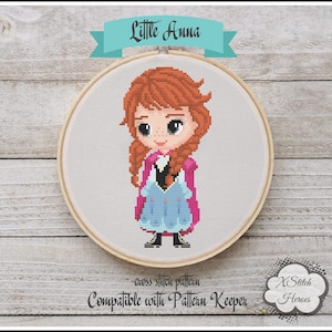 Anna Cross stitch pattern Princess cross stitch Home decor Wall decor Kids room decor DIY Cute Heroes cross stitch Tale heroes Frozen