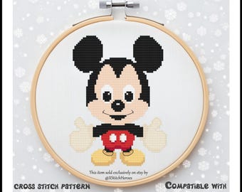 Little Mickey Cross stitch pattern Home decor Wall decor Kids room DIY Cute Heroes cross stitch Heroes Characters Personal gifts Cute Mickey