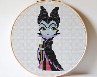 Maleficent Cross Stitch Pattern: Evil Tale Heroes, Home Decor (PDF Pattern)