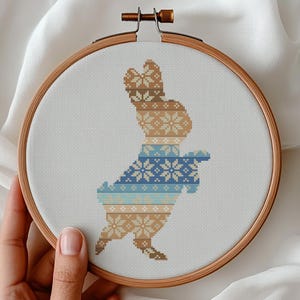 Rabbit Ornament Cross Stitch Pattern, Holiday Home Decor (Digital Download)
