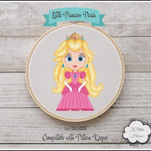 Princess Cross stitch pattern Home decor Character Pink princess dress DIY Heroes gifts Princess Peach PDF pattern Modern digital art