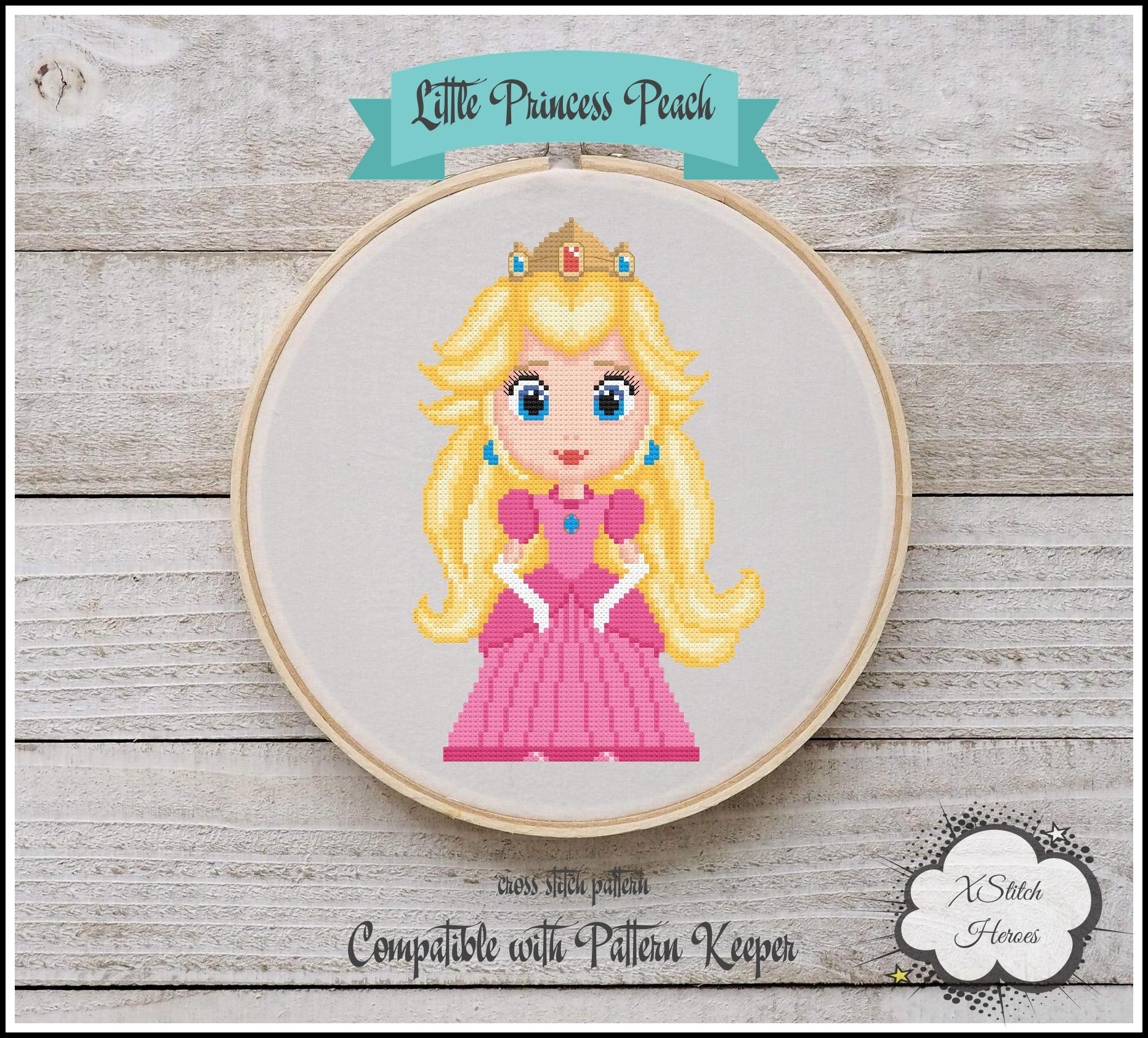 Princess peach cross stitch pattern - Etsy 日本