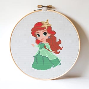 Ariel Cross stitch pattern Princess Fantasy Home and Wall decor Kids room decor DIY Cute Modern art Storybook Tale Girl embroidery