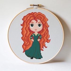 Merida Cross stitch pattern Princess cross stitch Home decor PDF pattern Modern embroidery Digital art pattern Be brave PDF pattern Kids