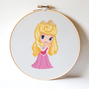 Little Aurora Cross stitch pattern Princess cross stitch Home decor Wall decor Kids room decor DIY Cute Heroes cross stitch Sleeping Beauty