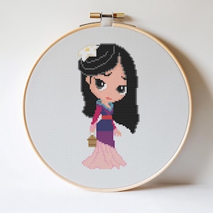 Mulan Cross stitch pattern Princess cross stitch Home decor Wall decor Kids room decor DIY Cute Heroes cross stitch Tale heroes Asian