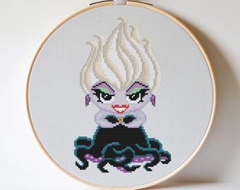 Ursula Cross Stitch Pattern, Evil Villains Home Decor (PDF Pattern)