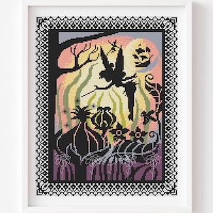 Tinkerbell Cross stitch pattern Princess Silhouette Kids room decor PDF pattern Digital art design Modern Princess embroidery Home decor