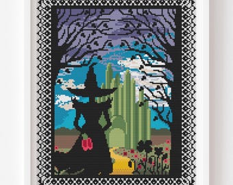 The Wicked Witch Kreuzstichmuster: Zauberer von Oz Silhouette (PDF-Muster)