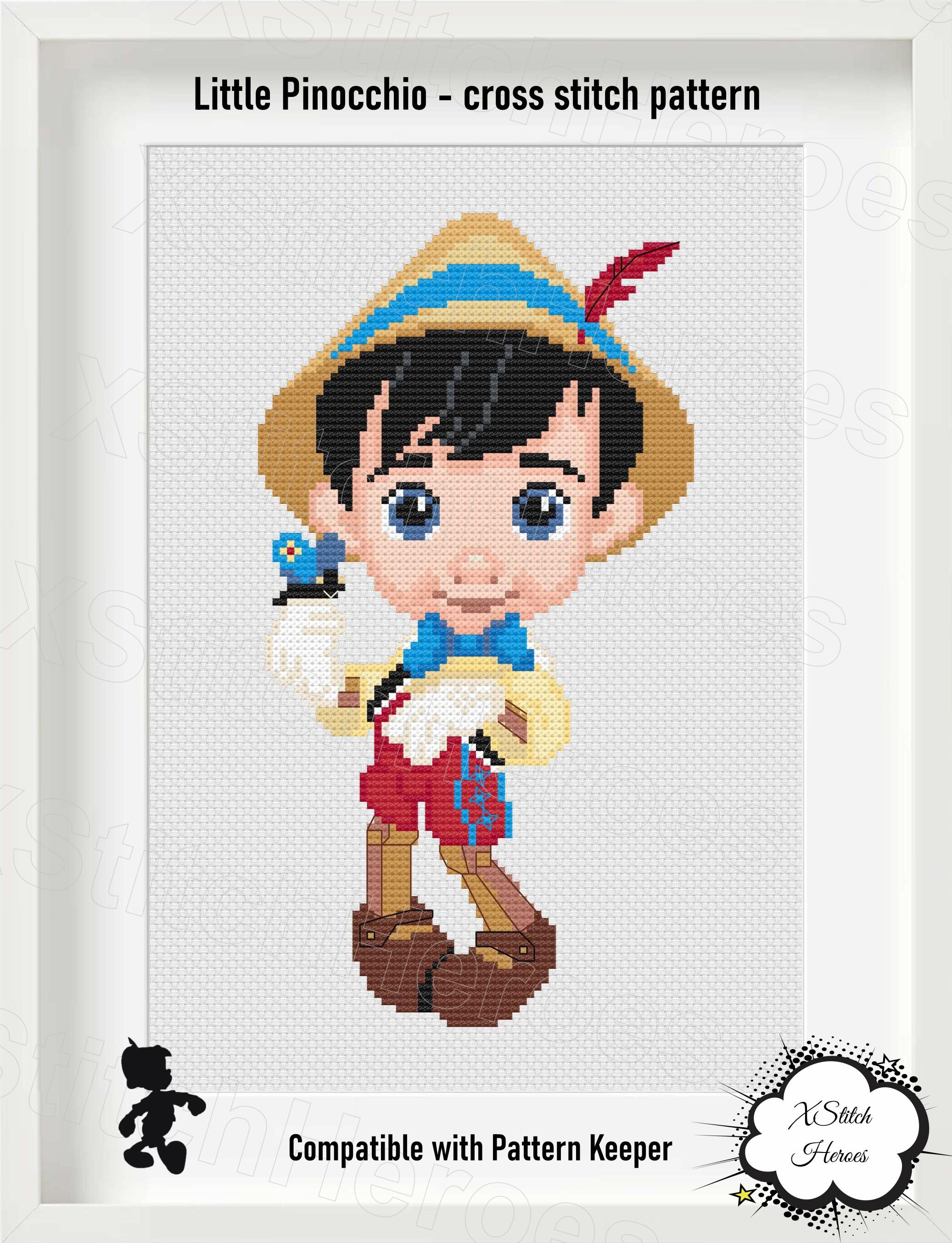Pattern For Pinocchio Overalls Pinocchio Cross Stitch Pattern, Heroes Characters (PDF, Pattern Keeper ...