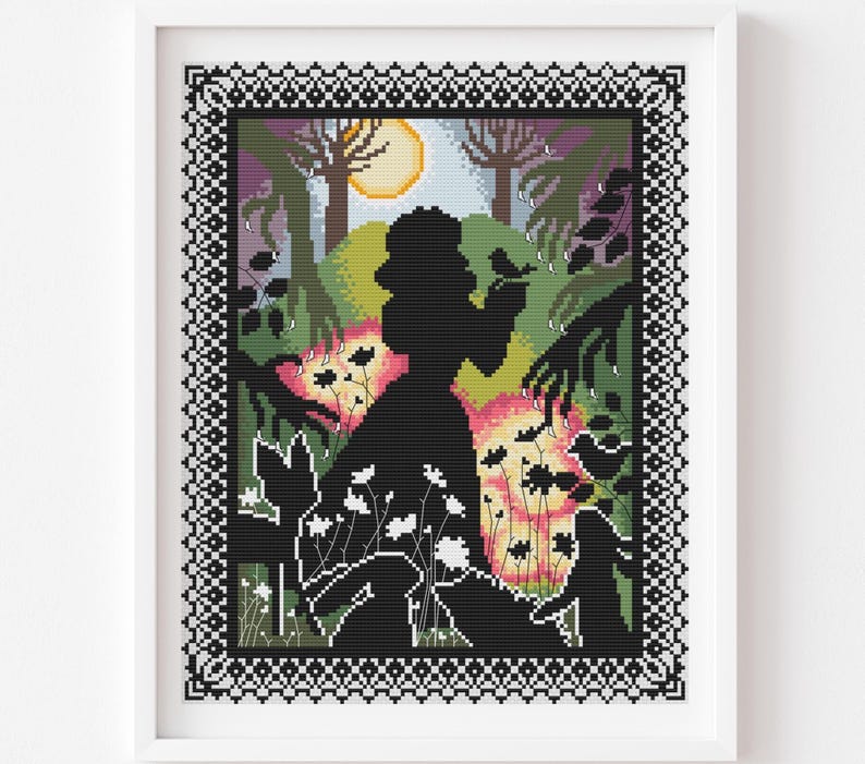 Schneewittchen Kreuzstich-Muster: Prinzessin Silhouette gestickt (PDF-Muster) Bild 1