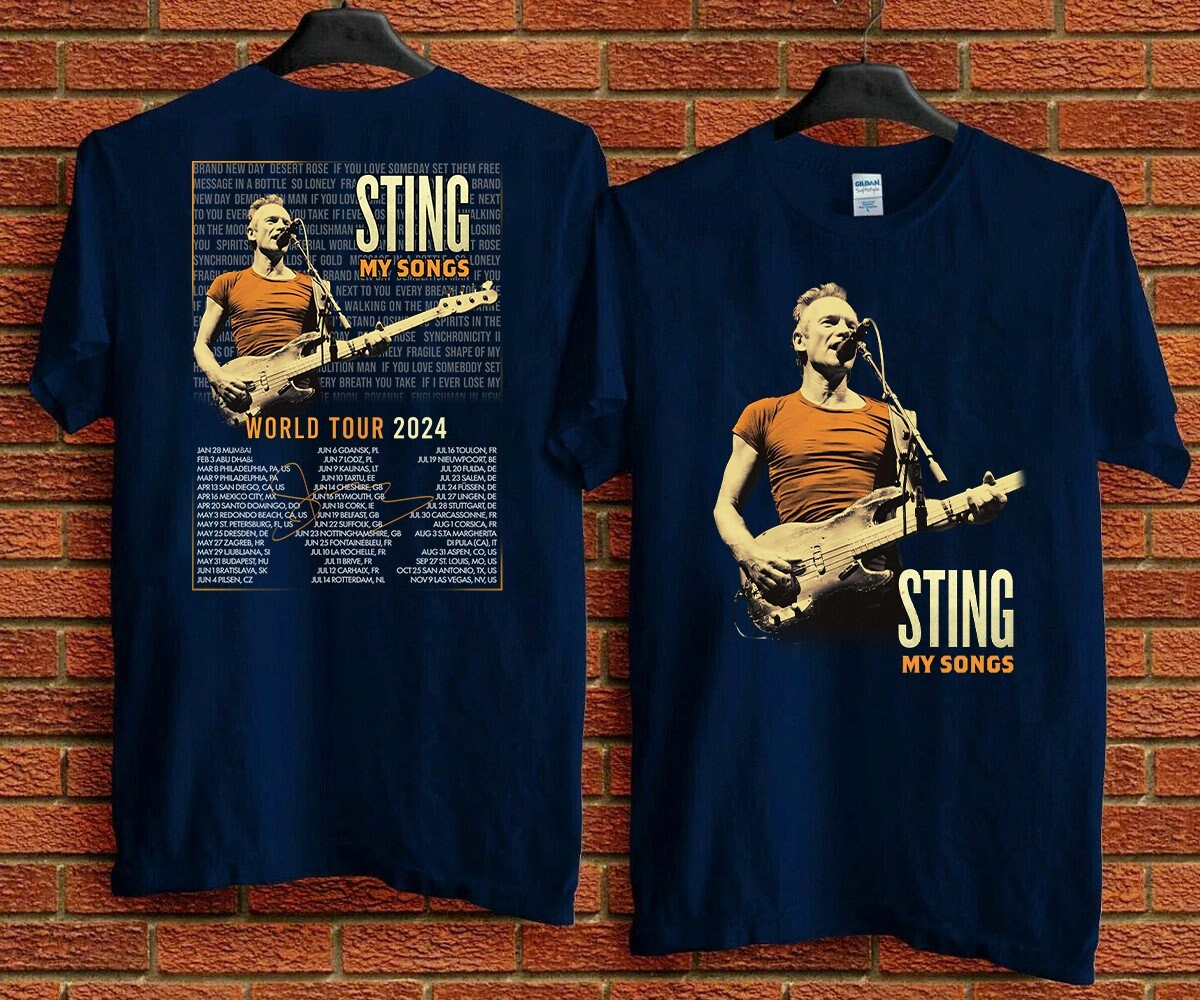 Discover Sting Mein Lied Musik Konzert Welttournee 2024 Zweiseitiges T-Shirt