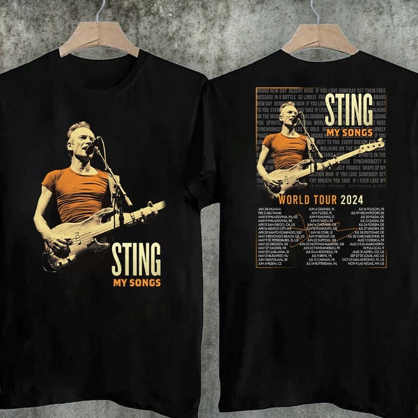 T-shirt Sting My Song World Tour 2024, T-shirt Sting My Song, Chemise Sting My Song Tour 2024, T-shirt Sting, Chemise concert de musique 2024