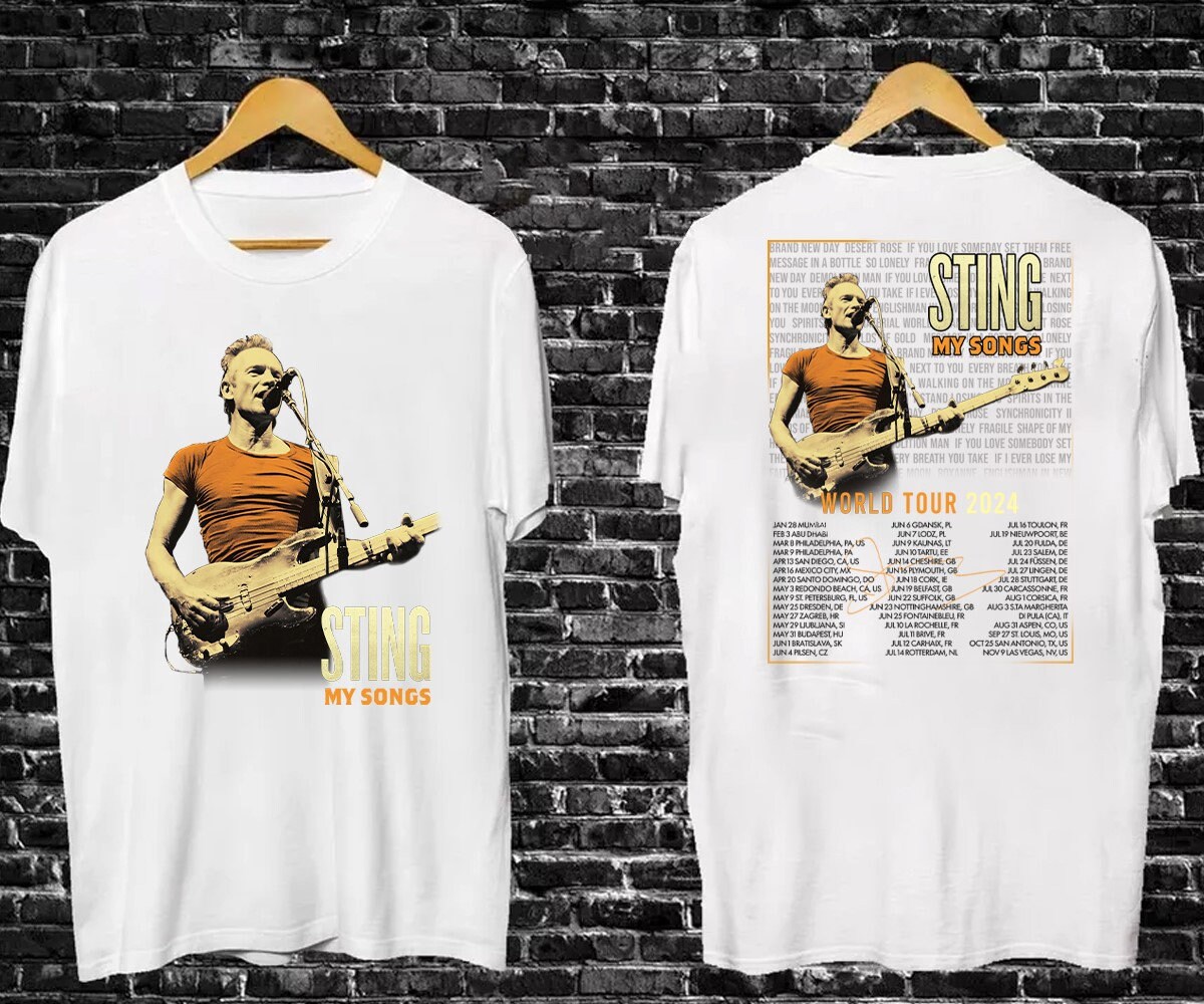 Discover Sting Mein Lied Musik Konzert Welttournee 2024 Zweiseitiges T-Shirt