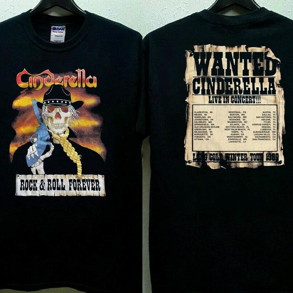 Cinderella Rock N Roll Forever Long Cold Winter Tour 1989 T Shirt, Cinderella Live In Concert 1989 T-Shirt, Cinderella Tour Shirt