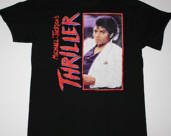 Michael Jackson - T-shirt Thriller 1982, T-shirt Michael Jackson, Chemise promotionnelle Thriller Album, T-shirt MJ Thriller, Chemise Pop Music