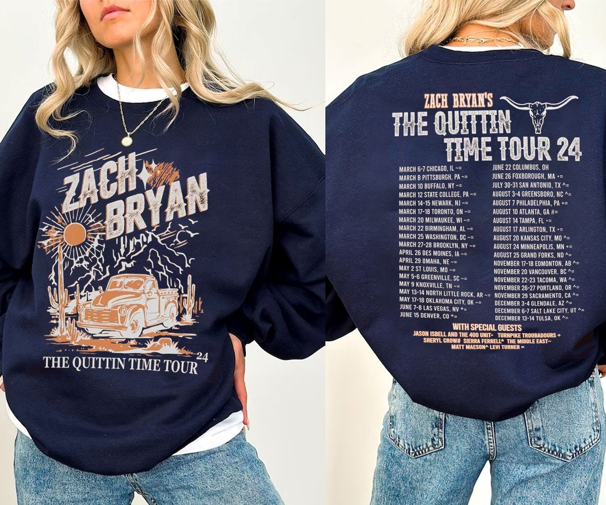 Zach Bryan The Quittin Time Tour 2024 Sweatshirt, Zach Bryan Sweatshirt ...