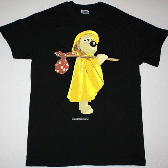Gromit in Raincoat Cartoon Graphic T shirt 90 s Wallace Gromit