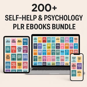200+ Self-Help & Psychology PLR Ebook Bundle | MRR Rights | Commercial Use | Mental Health, Motivation, Success, Therapy PDFs