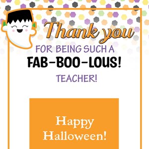 Porta-cartão-presente de Halloween para impressão, download instantâneo, presente para professor, amigo, aluno, Boo, professor fabuloso,