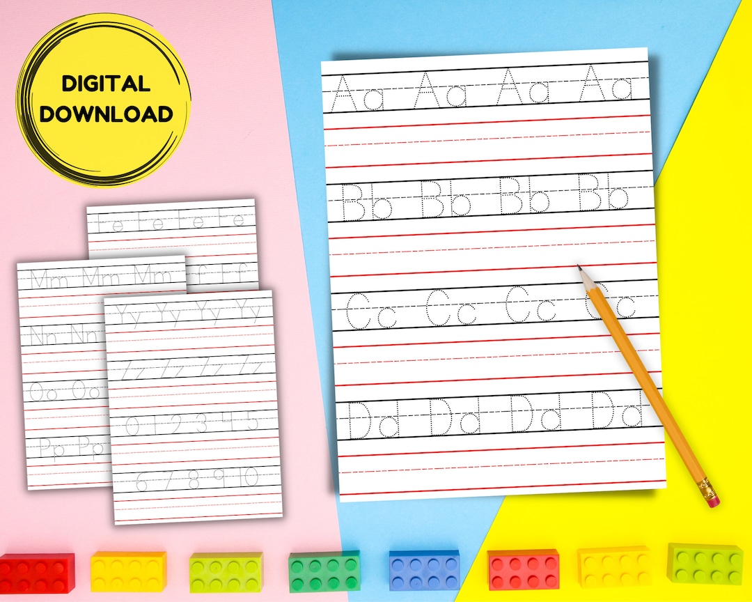 PRINTABLE Alphabet & Numbers Tracing Worksheet Preschool Etsy