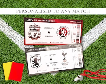 Personalised Football Match Ticket, Custom Event Ticket, Birthday Surprise, Valentine's Gift Card, Gift Certificate Voucher