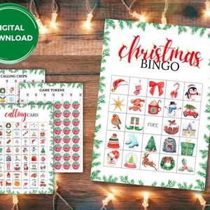 PRINTABLE, Christmas Bingo Cards, 30 Unique Cards, Kids Christmas Activity, Christmas Printable, Christmas Party Game, Digital Download