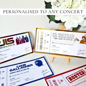 Personalised Foiled Concert Ticket, Custom Event Ticket, Birthday Surprise, Valentine's Gift Card, Gift Certificate Voucher