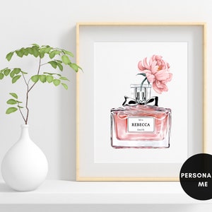 Watercolor Floral Vintage Perfume Bottle Digital Art Print