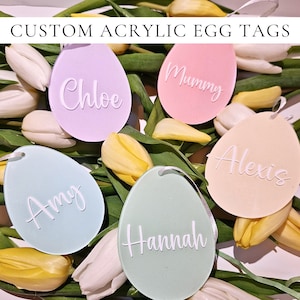 Personalised Easter Basket Name Tag, Easter Gift Tag, Pastel Acrylic, Easter Bag Tag, Easter Place Name, Keepsake Easter Decoration