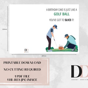 PRINTABLE, Golf Birthday Card, Digital Instant Download, Print at Home ...