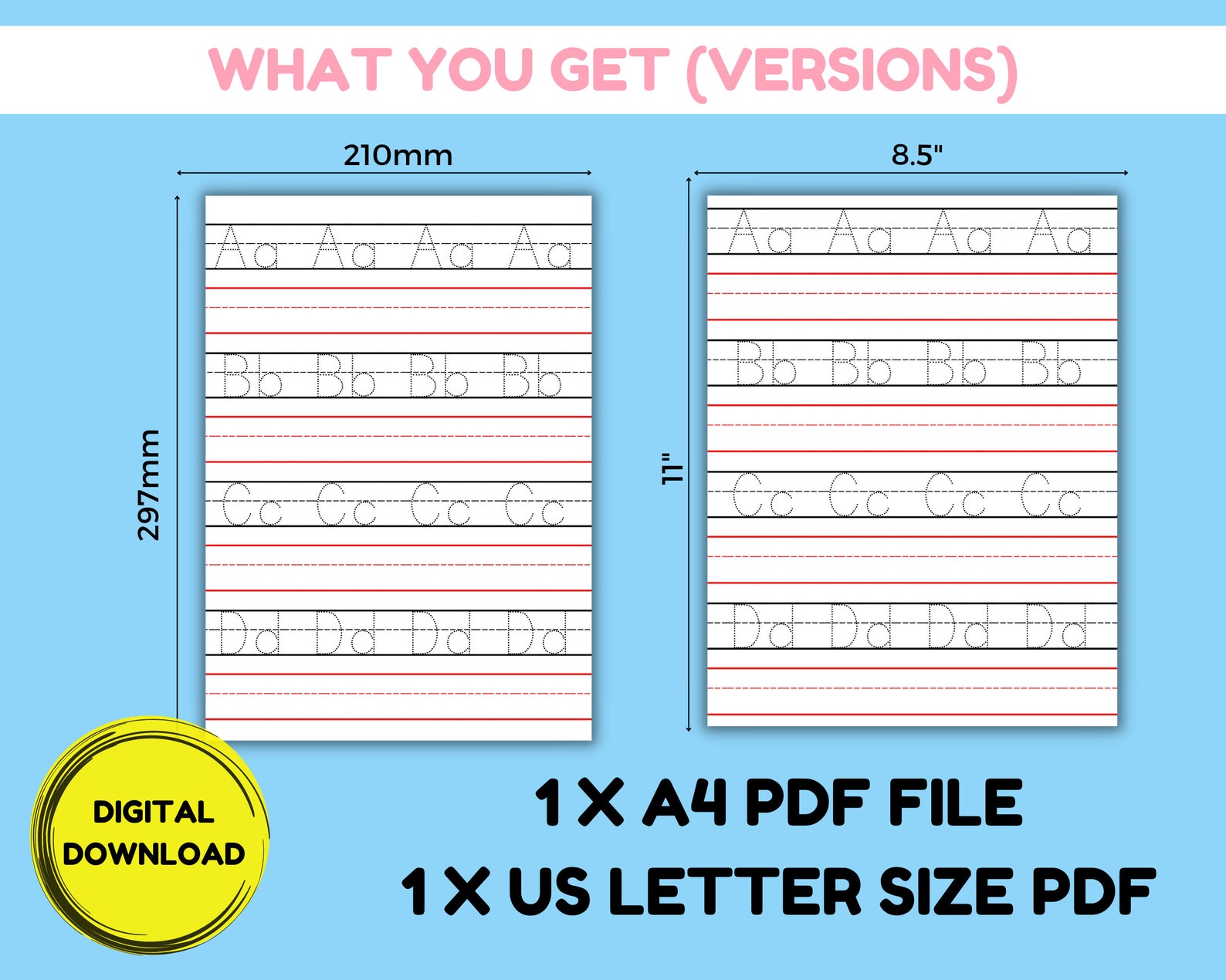 PRINTABLE Alphabet & Numbers Tracing Worksheet Preschool Etsy