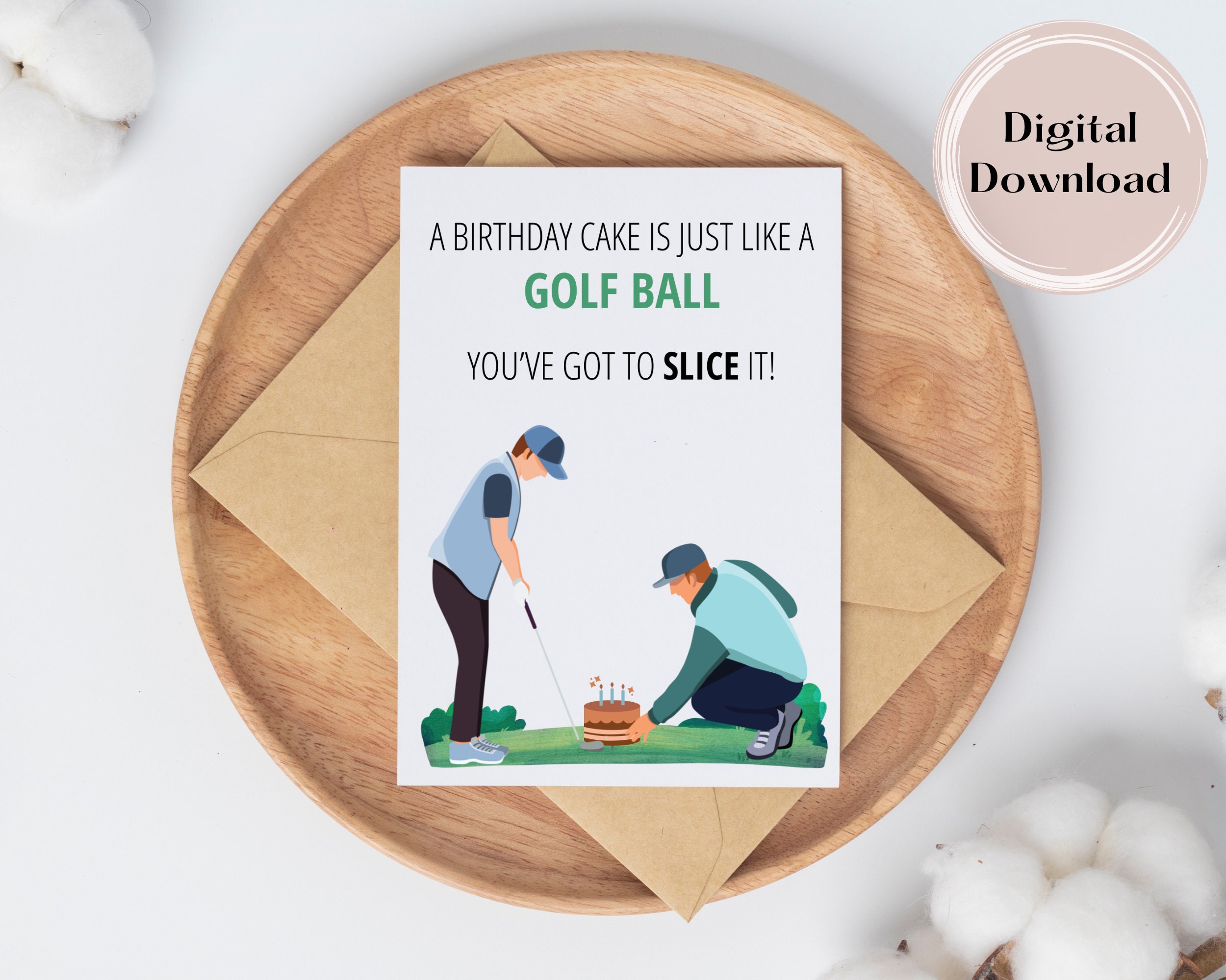 PRINTABLE, Golf Birthday Card, Digital Instant Download, Print at Home ...